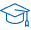 grad cap program icon - blue